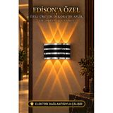Edison Gümüş Şeritli 220V Elektrikli Led Aplik Amber Işık Dekoratif Duvar Lambası Çift Yönlü Led Aydınlatma Modern Aplik Salon Koridor Balkon Teras Villa Bahçe Giriş İç Dış Mekan Duvar Apliği