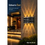 Edison Gümüş Şeritli Pilli Led Duvar Apliği Kablosuz Amber Işık Çift Yönlü Dekoratif Aplik Modern Duvar Lambası 9V Pilli Salon Koridor Yatak Odası Merdiven Villa Duvar Aydınlatma Amber Led Aplik
