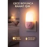 Edison Pembe 2 Modlu Gece Lambası Tak Çalıştır Priz Tipi LED Gece Işığı Bebek Çocuk Yatak Odası Kullanım