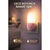 Edison Pembe 2 Modlu Gece Lambası Tak Çalıştır Priz Tipi LED Gece Işığı Bebek Çocuk Yatak Odası Kullanım