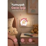 Edison Pembe LED Gece Lambası Priz Tipi Çocuk Odası Dekoratif Ev Tasarımlı Beyaz Işık