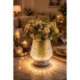 Edison RGB Kristal Vazo Masa Lambası Şarjlı Dokunmatik Dekoratif Çiçek Vazolu Gece Lambası
