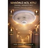 Edison Sensörlü Tavan Armatürü Acil Kitli E27 Duy Hareket Sensörlü Lamba Otomatik Işık LED Uyumlu