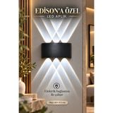 Edison Siyah Elektrikli LED Aplik 10W 700 Lümen Çift Yönlü Duvar Aydınlatma Modern Dekoratif Duvar Lambası 220V Salon Yatak Odası Koridor Antre TV Ünitesi Kafe Otel Apliği Beyaz Işık