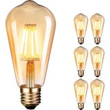 Edison Vintage LED Ampul E27 (4W/220V) 2600-2700 K Retro Antik, Kehribar Sıcak, 6'lı Paket