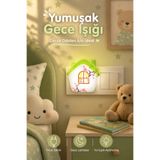 Edison Yeşil LED Gece Lambası Priz Tipi Çocuk Odası Dekoratif Ev Tasarımlı Beyaz Işık