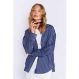 EDITION Lacivert Kadın Çizgili Oversize Gömlek| Ek1007430-7430