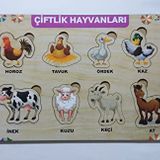 edk zeka Çiftlik Hayvanları Ahşap Puzzle Eğitici Oyuncak
