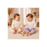 EDM Kidss %100 Pamuklu 2 Takım 4 Parça Kız Bebek Alt Üst Set – 2 Üst + 2 Pantolon Somon Lila 3-12 Ay