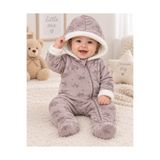EDM Kidss Unisex Kız Erkek Bebek Kapüşonlu Peluş Tulum – Hayvan Desenli, Fermuarlı, Patikli Kışlık Bebek Dış Giyim Tulumu 3-18 Ay