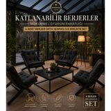 Edmonda Ev Aksesuar 4lü Sehpalı Dinlenme Koltuğu Berjer Balkon Koltuğu Bahçe Kotuğu Tv Sandalyesi - Antrasit
