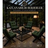 Edmonda Ev Aksesuar 4lü Sehpalı Dinlenme Koltuğu Berjer Balkon Koltuğu Bahçe Kotuğu Tv Sandalyesi - Yeşil