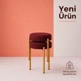 Edmonda Ev Aksesuar Cemre 2li Puf Tabure Bench Makyaj Sandalyesi Gold Ayak - Bordo