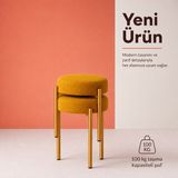 Edmonda Ev Aksesuar Cemre 2li Puf Tabure Bench Makyaj Sandalyesi Gold Ayak - Sarı