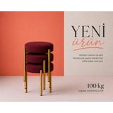 Edmonda Ev Aksesuar Cemre 3lü Puf Tabure Bench Makyaj Sandalyesi Gold Ayak - Bordo