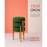 Edmonda Ev Aksesuar Cemre 3lü Puf Tabure Bench Makyaj Sandalyesi Gold Ayak - Yeşil