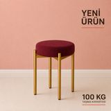 Edmonda Ev Aksesuar Cemre Tekli Puf Tabure Bench Makyaj Sandalyesi Gold Ayak - Bordo