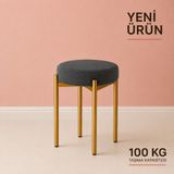 Edmonda Ev Aksesuar Cemre Tekli Puf Tabure Bench Makyaj Sandalyesi Gold Ayak - Füme