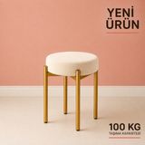 Edmonda Ev Aksesuar Cemre Tekli Puf Tabure Bench Makyaj Sandalyesi Gold Ayak - Krem