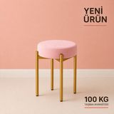 Edmonda Ev Aksesuar Cemre Tekli Puf Tabure Bench Makyaj Sandalyesi Gold Ayak - Pembe