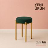 Edmonda Ev Aksesuar Cemre Tekli Puf Tabure Bench Makyaj Sandalyesi Gold Ayak - Yeşil
