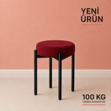 Edmonda Ev Aksesuar Cemre Tekli Puf Tabure Bench Makyaj Sandalyesi Siyah Ayak - Bordo
