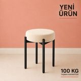 Edmonda Ev Aksesuar Cemre Tekli Puf Tabure Bench Makyaj Sandalyesi Siyah Ayak - Krem