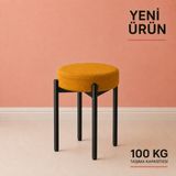 Edmonda Ev Aksesuar Cemre Tekli Puf Tabure Bench Makyaj Sandalyesi Siyah Ayak - Sarı