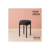 EDMONDA EV AKSESUAR CEMRE TEKLİ PUF TABURE BENCH MAKYAJ SANDALYESİ SİYAH AYAK