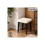 EDMONDA EV AKSESUAR KARE TEKLİ PUF TABURE BENCH MAKYAJ SANDALYESİ SİYAH AYAK