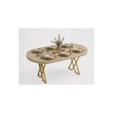 EDMONDA EV AKSESUAR NİL SERİSİ 6 KİŞİLİK GOLD METAL AYAK 80*165 YEMEK MASASI MUTFAK MASASI SADECE YEMEK MASASI