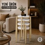 Edmonda Ev Aksesuar Roma 4lü Zigon Sehpa Yan Sehpa Servis Sehpası Mat Gold Metal Ayak - BEYAZ MERMER