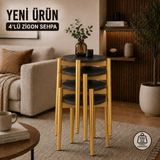 Edmonda Ev Aksesuar Roma 4lü Zigon Sehpa Yan Sehpa Servis Sehpası Mat Gold Metal Ayak - SİYAH