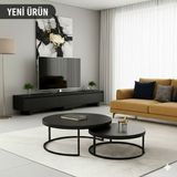 Edmonda Ev Aksesuar Ultra Lüx Orta Sehpa Ikili Orta Sehpa Metal Sehpa - SİYAH SİYAH