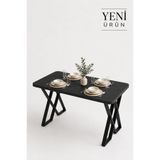 EDMONDA EV AKSESUAR ZEN 4 KİŞİLİK SİYAH METAL MUTFAK MASASI YEMEK MASASI 120*80 SADECE MASA