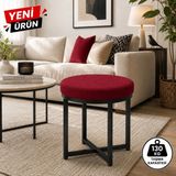 Edmonda Ev Aksesuar Ziro Tekli Puf Tabure Bench Makyaj Sandalyesi Siyah Ayak - Bordo