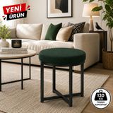 Edmonda Ev Aksesuar Ziro Tekli Puf Tabure Bench Makyaj Sandalyesi Siyah Ayak - Yeşil