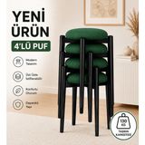 Edmonda Ev Aksesuar Zümra 4lü Puf Tabure Bench Makyaj Sandalyesi Siyah Ayak - Yeşil