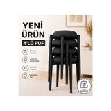 EDMONDA EV AKSESUAR ZÜMRA 4LÜ PUF TABURE BENCH MAKYAJ SANDALYESİ SİYAH AYAK