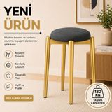 Edmonda Ev Aksesuar Zümra Tekli Puf Tabure Bench Makyaj Sandalyesi Gold Ayak - Antrasit