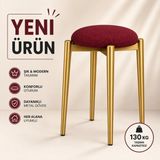 Edmonda Ev Aksesuar Zümra Tekli Puf Tabure Bench Makyaj Sandalyesi Gold Ayak - Bordo