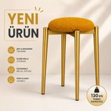 Edmonda Ev Aksesuar Zümra Tekli Puf Tabure Bench Makyaj Sandalyesi Gold Ayak - Sarı
