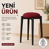 Edmonda Ev Aksesuar Zümra Tekli Puf Tabure Bench Makyaj Sandalyesi Siyah Ayak - Bordo