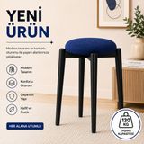 Edmonda Ev Aksesuar Zümra Tekli Puf Tabure Bench Makyaj Sandalyesi Siyah Ayak - Mavi