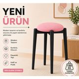 Edmonda Ev Aksesuar Zümra Tekli Puf Tabure Bench Makyaj Sandalyesi Siyah Ayak - Pembe