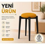 Edmonda Ev Aksesuar Zümra Tekli Puf Tabure Bench Makyaj Sandalyesi Siyah Ayak - Sarı