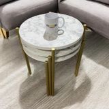 EDMONDA EVAKSESUAR ASYA ZİGON SEHPA 3LÜ SERVİS SEHPASI GOLD METAL AYAK