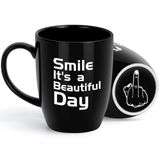 Ednzion Yetişkinler için Beyaz Fil Hediyesi - "Smile It's a Beautiful Day" Komik 396 ml Kahve Kupası, Erkekler, Kadınlar, İş Arkadaşları, Arkadaşlar, Anne, Baba, Eş, Koca için Gag Hediyeleri - Yetişkinler