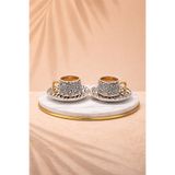 Edora Home 2 Kişilik Gold Detaylı,Dekoratif Desenli Türk Kahvesi Fincan Takımı, Hediyelik Set