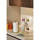 Edora Home 2'li Gold Mutfak Organizer Seti, Ayraçlı Kağıt Havluluk ve 6 Bölmeli Bardaklık - Metal Paslanmaz